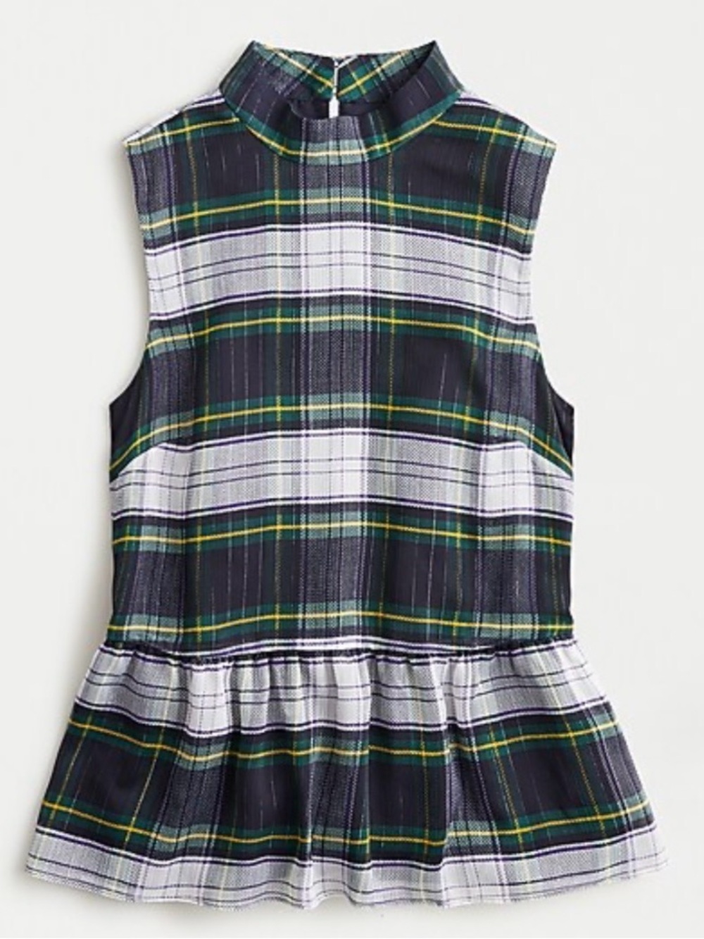 J Crew Sleeveless Peplum Top in Gilded Highland Tartan Plaid